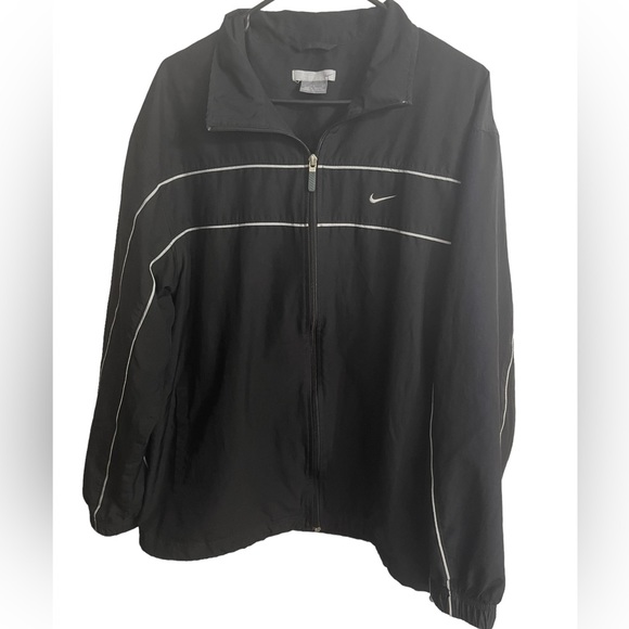 Nike Other - Vintage Nike Black Center Swoosh Full Zip Up Windbreaker Jacket Mens Large
